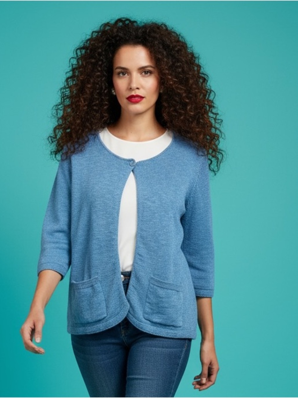 Coco Y Club Blue Textured Cotton Cardigan Size L